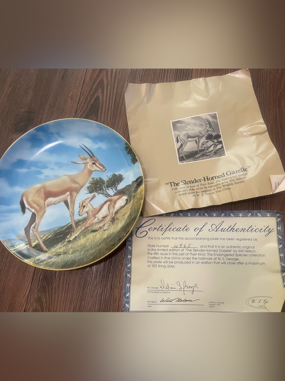 W. L. George “The Slender Horned Gazelle” Collector’s Plate Dated 1990